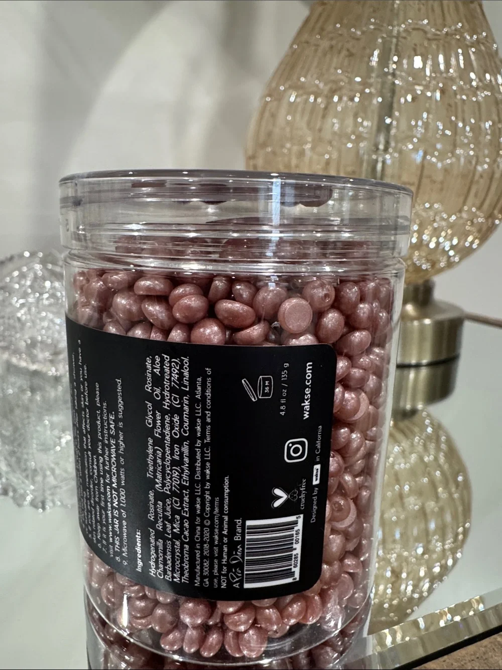 NEW Wakse Rose Gold Hard Wax Beads for Face & Body, 4.8 fl oz Hair Removal Skin